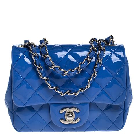 blue patent leather chanel mini bag|chanel patent flap bag.